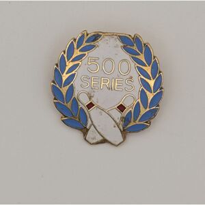 Vintage 500 Series Bowling Award Pin Enamel Laurel Wreath Bowling Pins